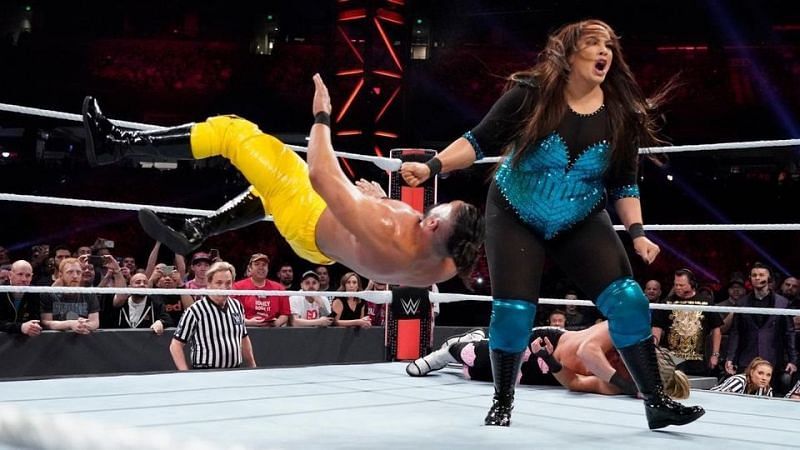 Nia Jax was dominant during her brief appearance in the 2019 Men's Royal Rumble match